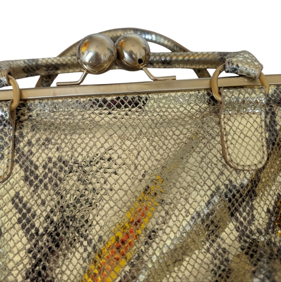 Maurizio Taiuti Gold Leather Top Handle Bag - Picture 3 of 13